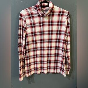 Lands' End Red and Black Plaid Turtleneck